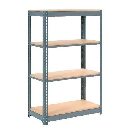 Global Industrial 4 Shelf, Boltless Shelving, Starter, 48inW x 18inD x 72inH, Wood Deck 255660